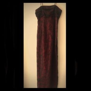 A long beautiful red and black prom dress!!
